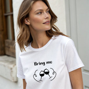Witte stijlvolle "Breng me wijn" T-shirt