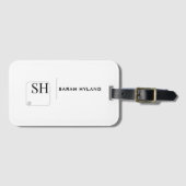 Witte stijlvolle minimalistische bagagelabel (Voorkant (horizontaal))