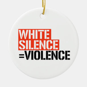 Witte stilte is geweld keramisch ornament