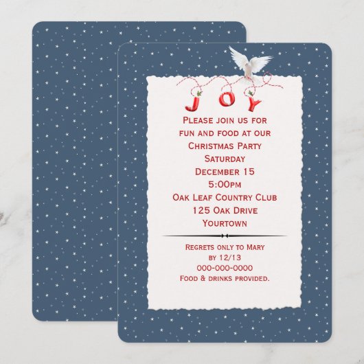 Witte stip in de partij Snowflakes Kaart (Voorkant / Achterkant)