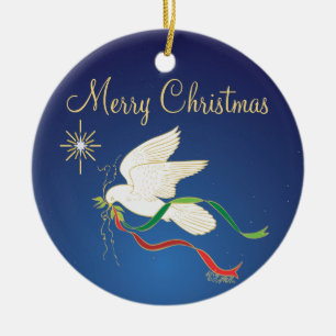 Witte stip keramisch ornament
