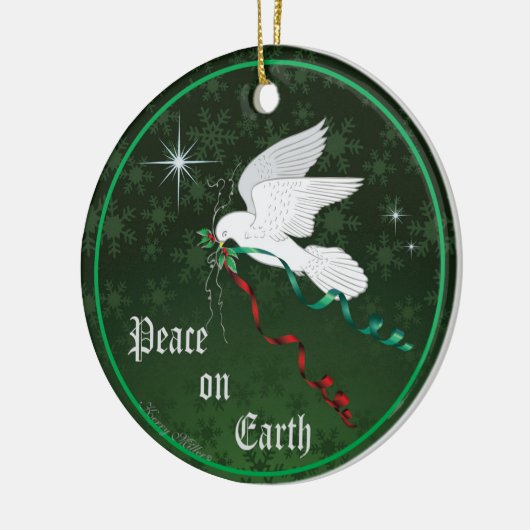 Witte stip keramisch ornament (Links)