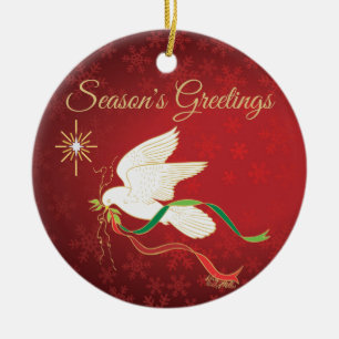 Witte stip keramisch ornament