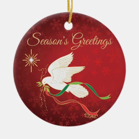 Witte stip keramisch ornament (Voorkant)