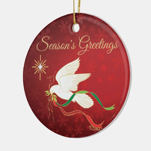 Witte stip keramisch ornament (Links)