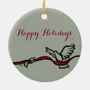 Witte stip keramisch ornament