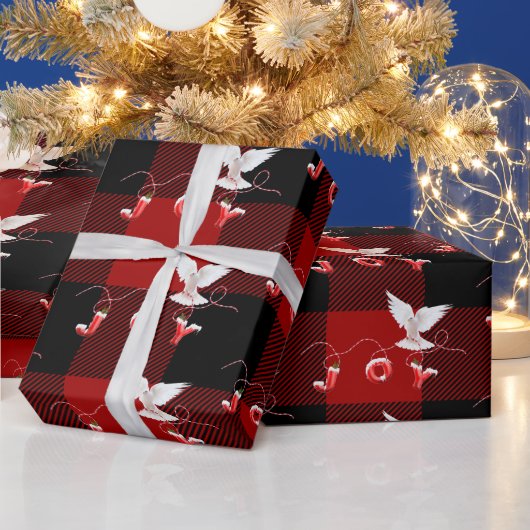 Witte stip met sierbloem cadeaupapier (Feestdagen)