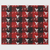 Witte stip met sierbloem cadeaupapier (Vlak)