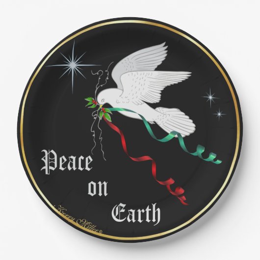 Witte stip papieren bordje (Voorkant)