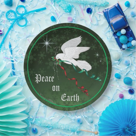 Witte stip papieren bordje (Feest)