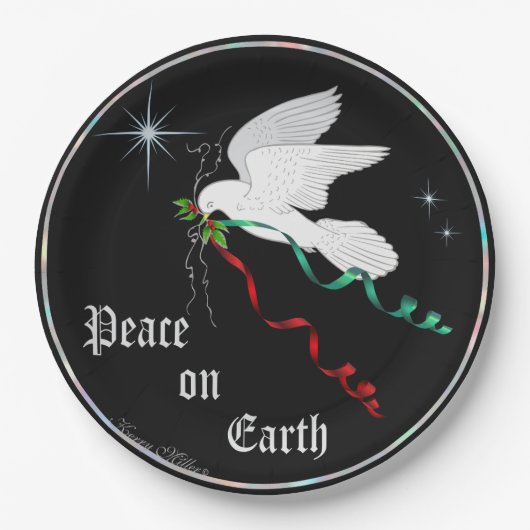 Witte stip papieren bordje (Voorkant)