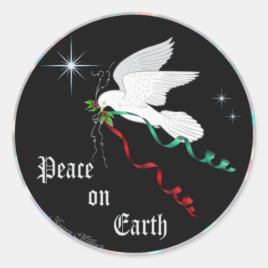 Witte stip ronde sticker (Voorkant)