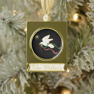Witte stip verguld banner ornament