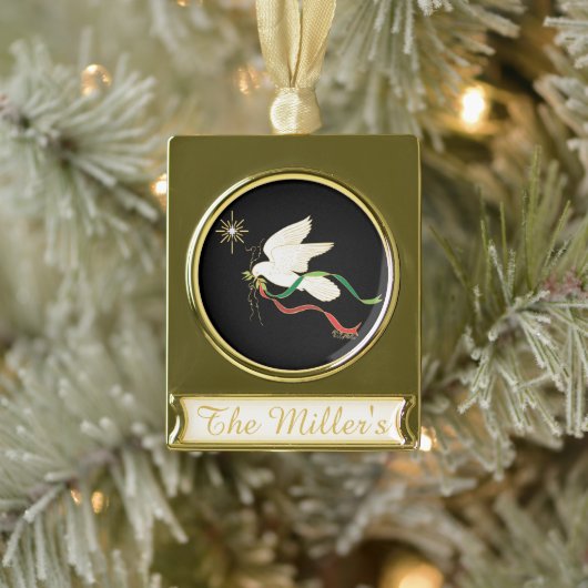 Witte stip verguld banner ornament (Boom)