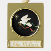 Witte stip verguld banner ornament (Voorkant)