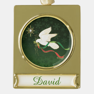 Witte stip verguld banner ornament