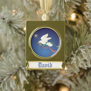 Witte stip verguld banner ornament