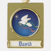 Witte stip verguld banner ornament (Voorkant)