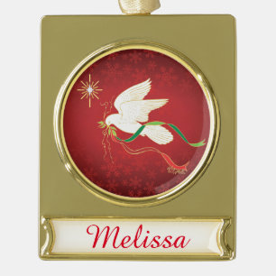 Witte stip verguld banner ornament