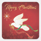 Witte stip vierkante sticker (Voorkant)