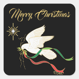 Witte stip vierkante sticker