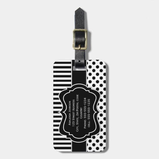 Witte Stippen Bagagelabel (Voorkant verticaal)