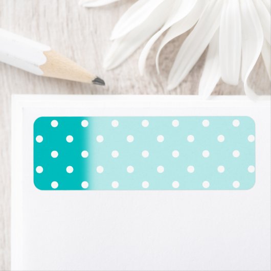 Witte stippen, Blauwgroen Polka Dot Pattern. Etiket (Insitu)