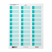 Witte stippen, Blauwgroen Polka Dot Pattern. Etiket (Full Sheet)
