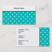 Witte stippen, Blauwgroen Polka Dot Pattern. Visitekaartje (Voorkant / Achterkant)