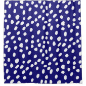 Witte Stippen Donkerblauw Douchegordijn (Voorkant)