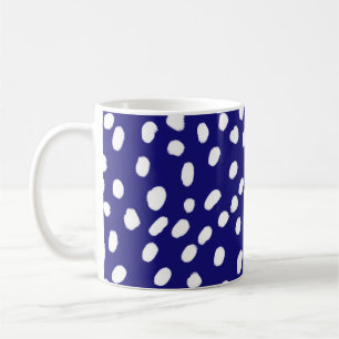 Witte Stippen Donkerblauw Koffiemok
