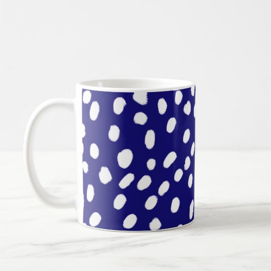 Witte Stippen Donkerblauw Koffiemok (Links)
