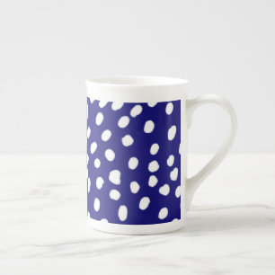 Witte Stippen Donkerblauw Porselein Kop