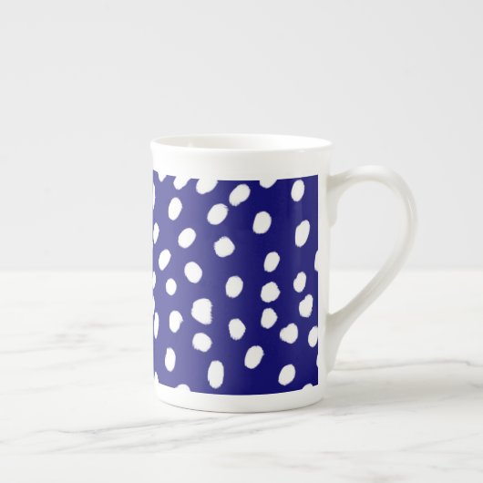 Witte Stippen Donkerblauw Porselein Kop (Rechts)