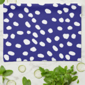 Witte Stippen Donkerblauw Theedoek (Gevouwen)