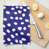 Witte Stippen Donkerblauw Theedoek (Quarter Fold)