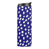Witte Stippen Donkerblauw Thermosbeker (Gedraaid links)