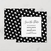 Witte Stippen Elegante Calligrafie Bewaar de Datum Save The Date (Voorkant / Achterkant)