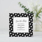 Witte Stippen Elegante Calligrafie Bewaar de Datum Save The Date (Staand voorkant)