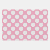 Witte Stippen en roze achtergrond Inpakpapier Vel (Voorkant 3)