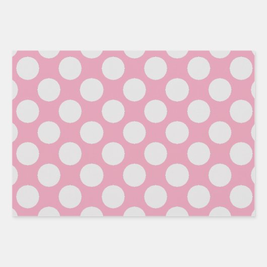 Witte Stippen en roze achtergrond Inpakpapier Vel (Voorkant 3)