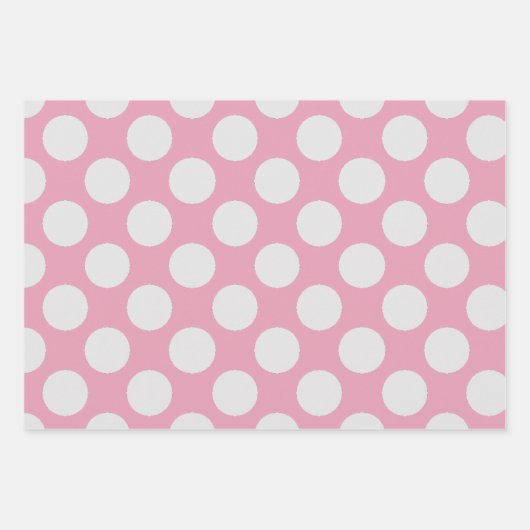 Witte Stippen en roze achtergrond Inpakpapier Vel (Voorkant 2)