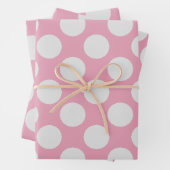 Witte Stippen en roze achtergrond Inpakpapier Vel (In situ)