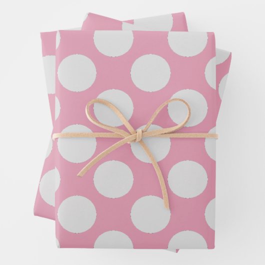 Witte Stippen en roze achtergrond Inpakpapier Vel (In situ)