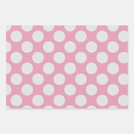 Witte Stippen en roze achtergrond Inpakpapier Vel (Voorkant)