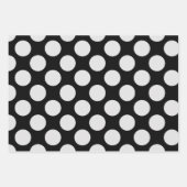 Witte Stippen en zwarte achtergrond Inpakpapier Vel (Voorkant)