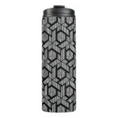 Witte stippen geometrisch patroon thermische tumbl thermosbeker (Voorkant)