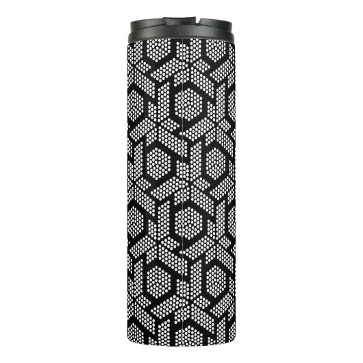 Witte stippen geometrisch patroon thermische tumbl thermosbeker (Achterkant)