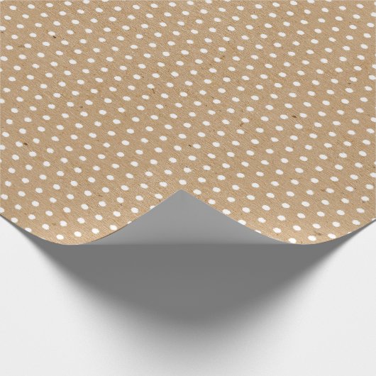 Witte Stippen in nood op Faux Rustic Brown Kraft Cadeaupapier (Hoek)