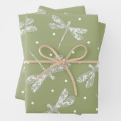 Witte stippen met jonge olijven en libellen inpakpapier vel (In situ)